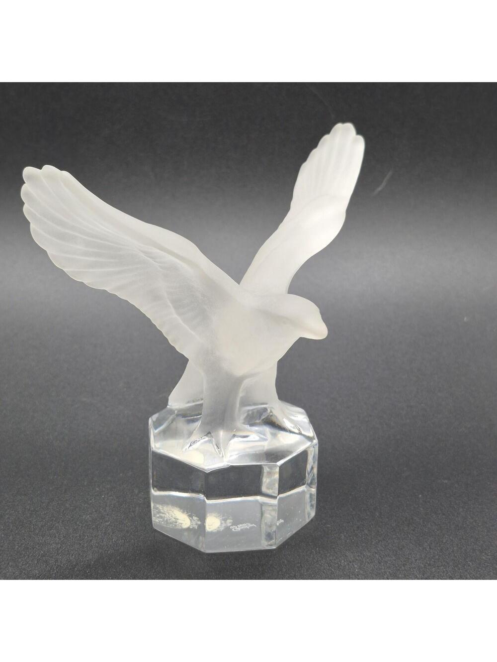 Goebel Eagle in Flight Frosted Crystal Paperweight 1987 Figurine 4.5"H Germany